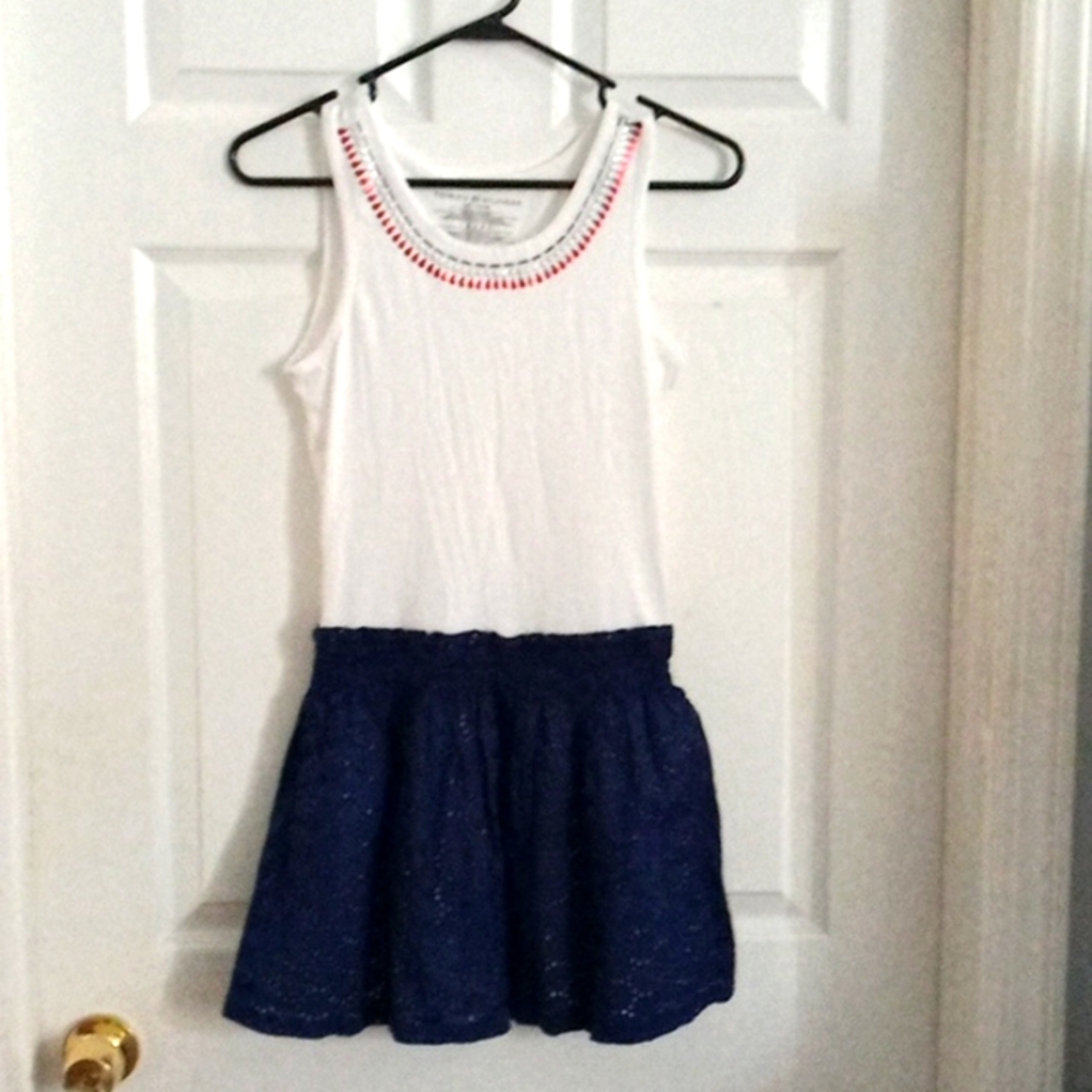 Tommy Hilfiger dress size large 12/14 white and blue